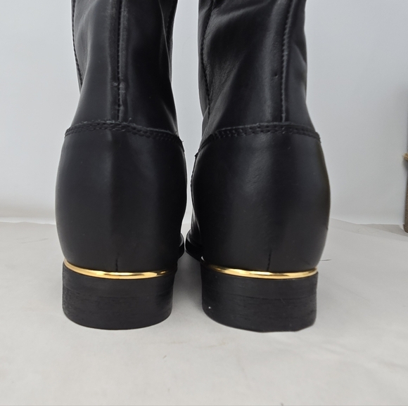 Lavorazione Artigiana Womens Riding Boots Sz 40=9 Black Italian Leather Tasseled - Picture 4 of 14